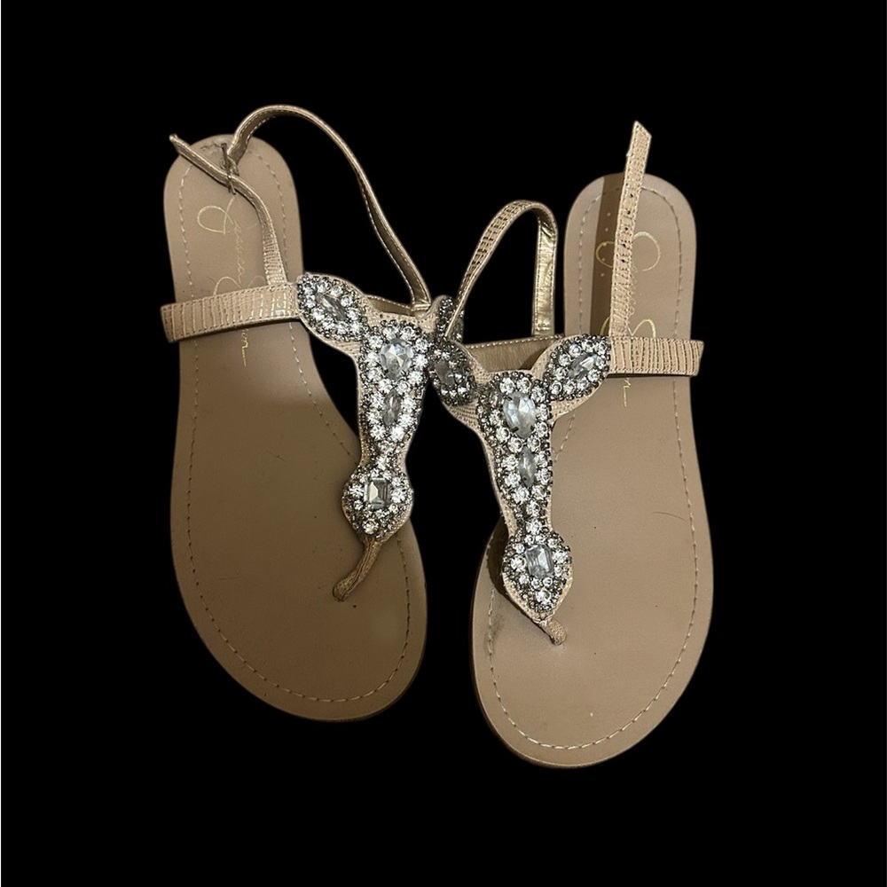 Jessica Simpson Tan Sandals with Sparkling Embellishments